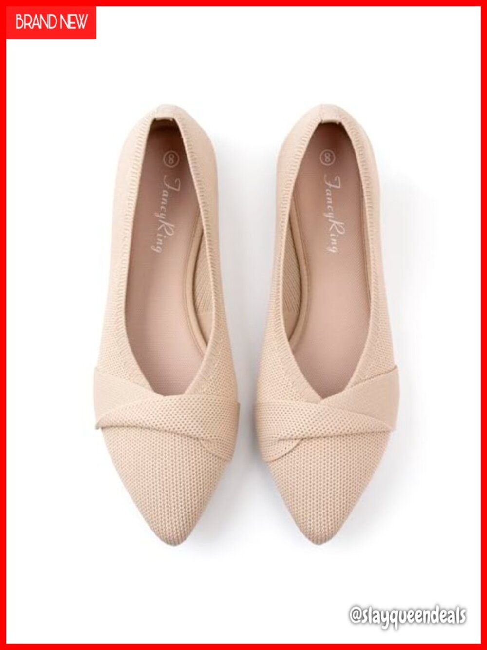 Women's Pointed Toe Knit Ballet Flats Breathable Memory Foam Slip-On